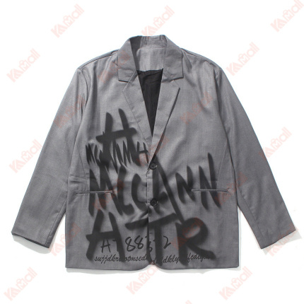 grey denim graffiti teenagers jacket